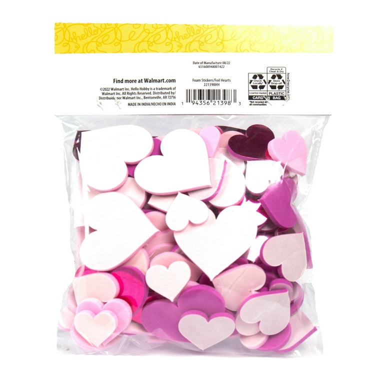 Funiverse Bulk Jumbo 2000 Piece Colorful Foam Heart Sticker Assortment
