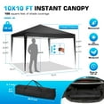 thumbnail image 4 of HOTEEL Canopy 10x10 Pop Up Canopy Tent with 3 Sidewalls Party Tents for Parties Weddings Backyard Waterproof Canopy Outdoor Commercial Canopy Event Tent with Stakes, Ropes, Black, 4 of 7