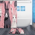 thumbnail image 7 of FREEAMG Easter Cute Rabbit Bath Curtain Rugs Sets 2 Pcs, Bathroom Theme Set with Shower Curtain and Non-Slip Carpet -12 Hooks-60X72in, 7 of 7