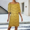 thumbnail image 2 of Brick Wall, Yellow Brick Stone Wall Sunlight Women's Off The Shoulder Ruffles Summer Wedding Guest Loose Casual Party Beach Dress, 2 of 9