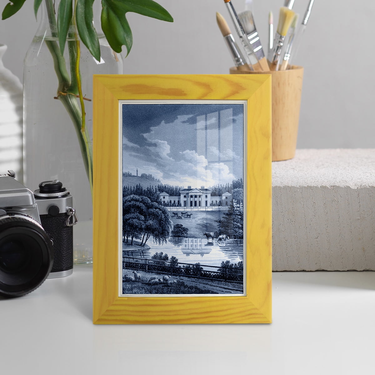 Estate View I -Framed Print w/glass-Sunflower Yellow