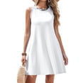 thumbnail image 2 of Summer Dresses for Women Vacation Casual Beach Sundress Sleeveless Tank Crewneck Shift Swing Dress White M, 2 of 10