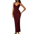 thumbnail image 3 of Women's Backless Spaghetti Strap Camis Long Slip Dress Guest Outfit for Wedding Summer Wine Red XL, 3 of 10