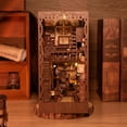 thumbnail image 3 of DIY Book Nook Kit 3D Wooden Puzzle Bookshelf Insert Decor with LED Light Creative Educational Bookshelf Insert Bookend Building Ki, 3 of 9