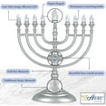 thumbnail image 2 of Aviv Judaica Traditional Hanukkah LED Electric Menorah Powered by Battery or USB Chanukiah - 4' Micro USB Cable Included Electronic Chanukah Candles Minorah Lighted Hanukah Decorations (Matte Silver), 2 of 5