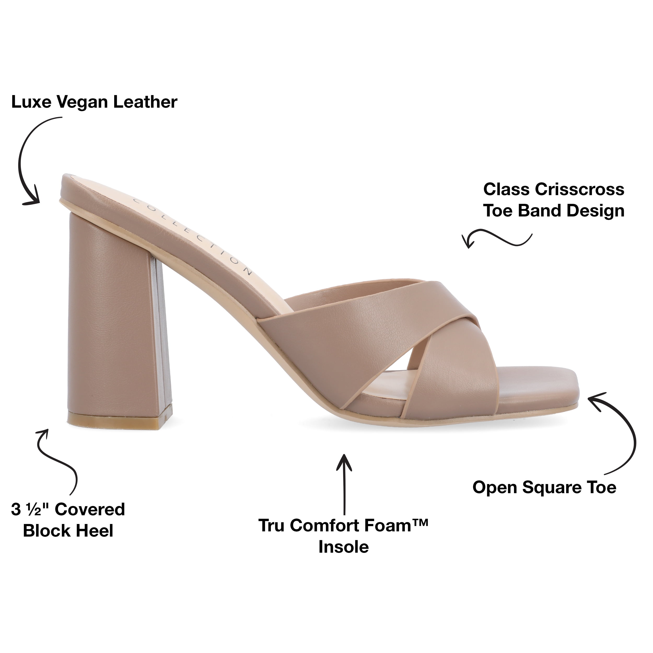 Journee Collection Womens Chazz Tru Comfort Foam Vegan Leather Block Heel Sandals