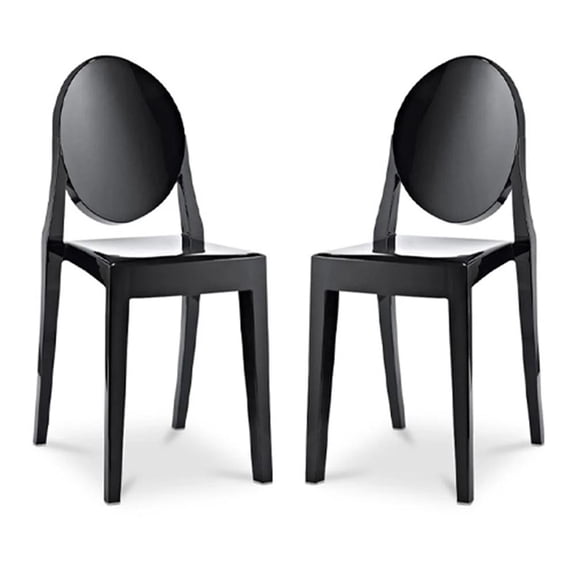 Aron Living 18.5" Mid-Century Plastic Dining Chair in Black (Set of 2)