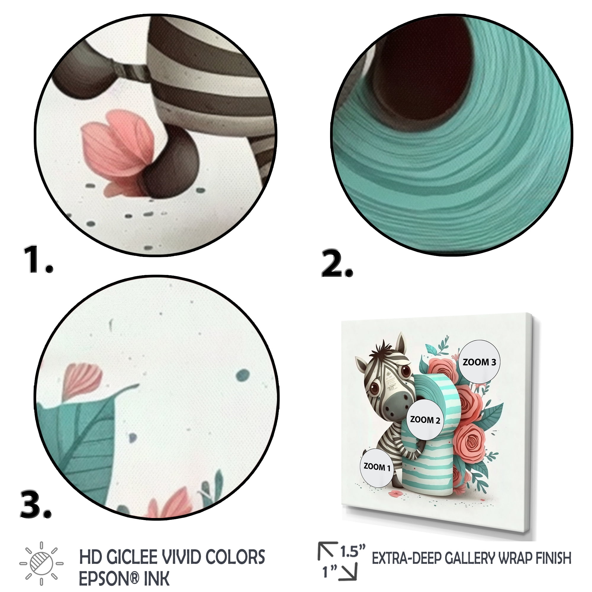 Designart Zebra Building A Tower Of Toilet Paper Canvas Wall Art