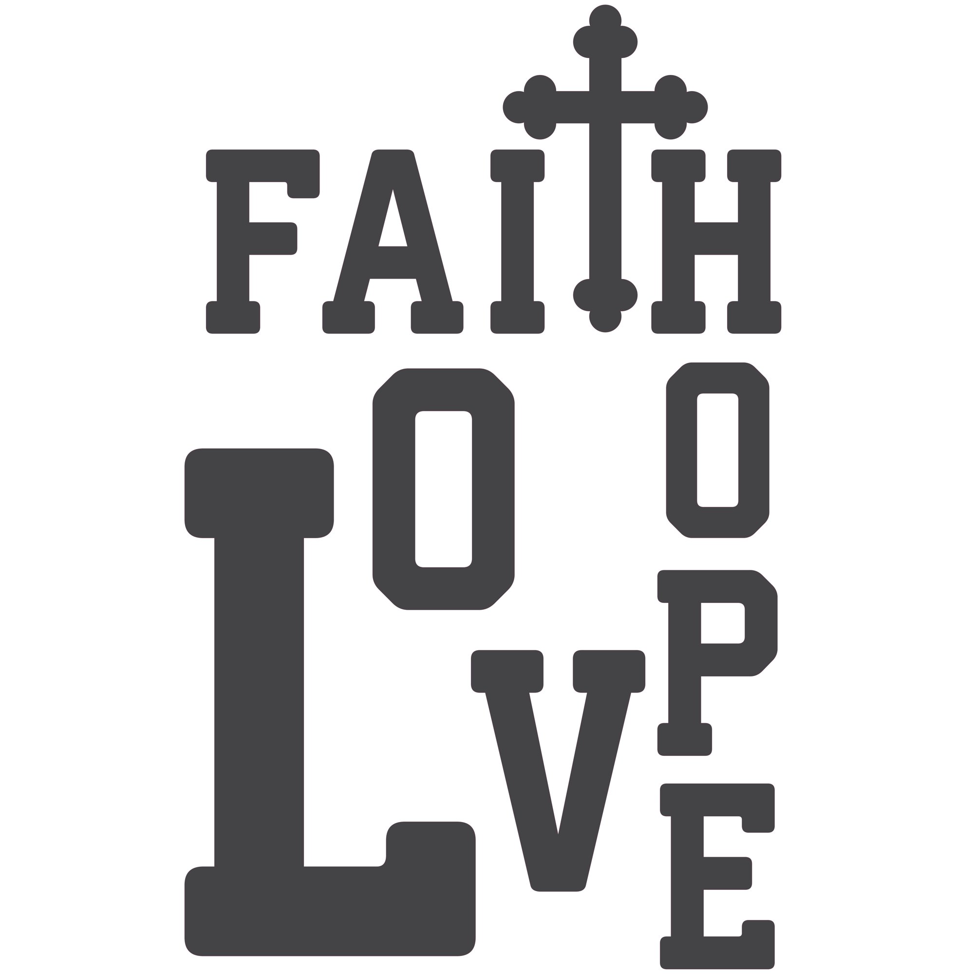 Faith Love Hope Lettering Art DÃ©cor Sticker 20" x 31" Inspirational Religious Quotes Design Easy To Apply Vinyl Home Bedroom Wall Decal - Adhesive Cross Removable Living Room Wall Art Decoration
