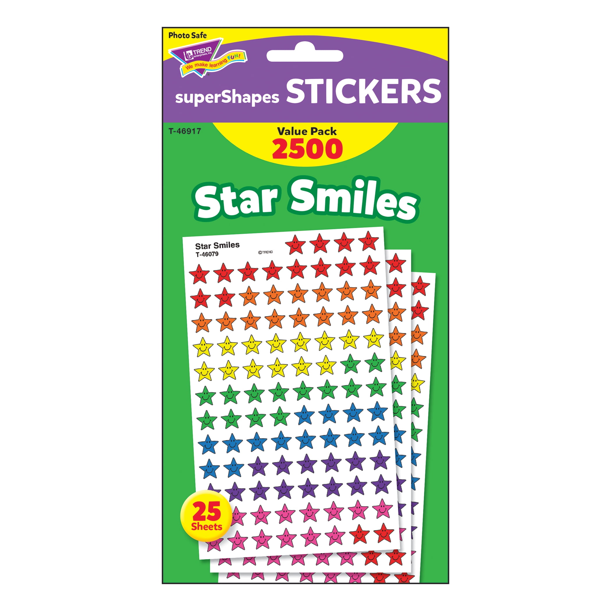 TREND Star Smiles superShapes Stickers Value Pack, 2500 Per Pack, 3 Packs