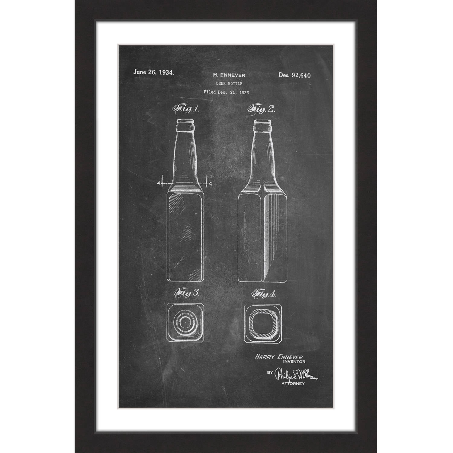 "Beer Bottle 1933 Chalk" Framed Painting Print