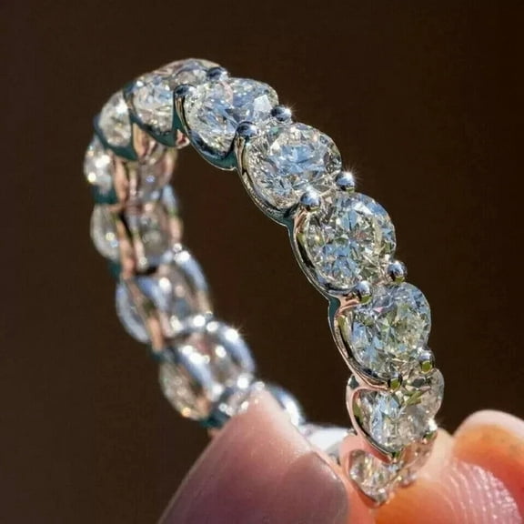 5Ct Round Cut VVS1 Moissanite Full Eternity Band Ring 14K White Gold Plated