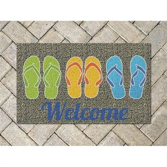 Americo 6305FFW830 Flip Flops Welcome Printed Mat, Front Runner - 8 x 30 in.