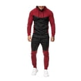 thumbnail image 1 of TheFound Men Hooded Tops Pants Suit Patch Color Shirt Sports Running Jogger Pants, 1 of 9