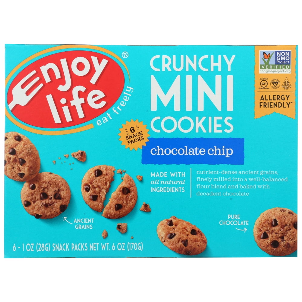 Enjoy Life Crunchy Mini Chocolate Chip Cookies, Nut Free Cookies, 6