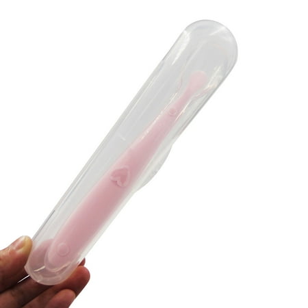 

Baby Feeding Spoon Soft Food Grade Silicone Infant Training Spoons with Box(Pink)