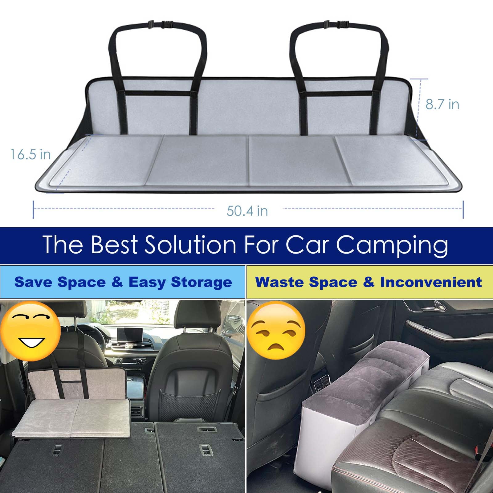 (Two Half for Single Bed) Car Camping Essential Mattress Plate, Increase Car Bed Camping Space Trunk Space, Accessories for SUV with Flate Trunk, Tesla Model Y, RAV4, CRV,X-Trail,Outback,Highlander
