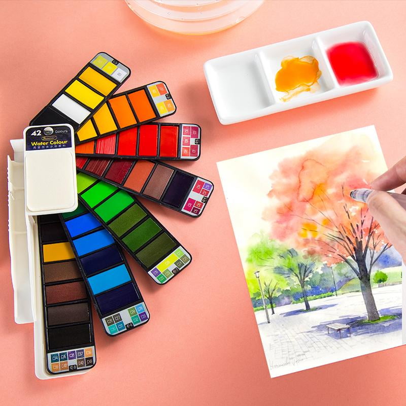 32 Colors Solid Watercolor Painting Palette Gouache Paint Set for Travel  Pocket Set