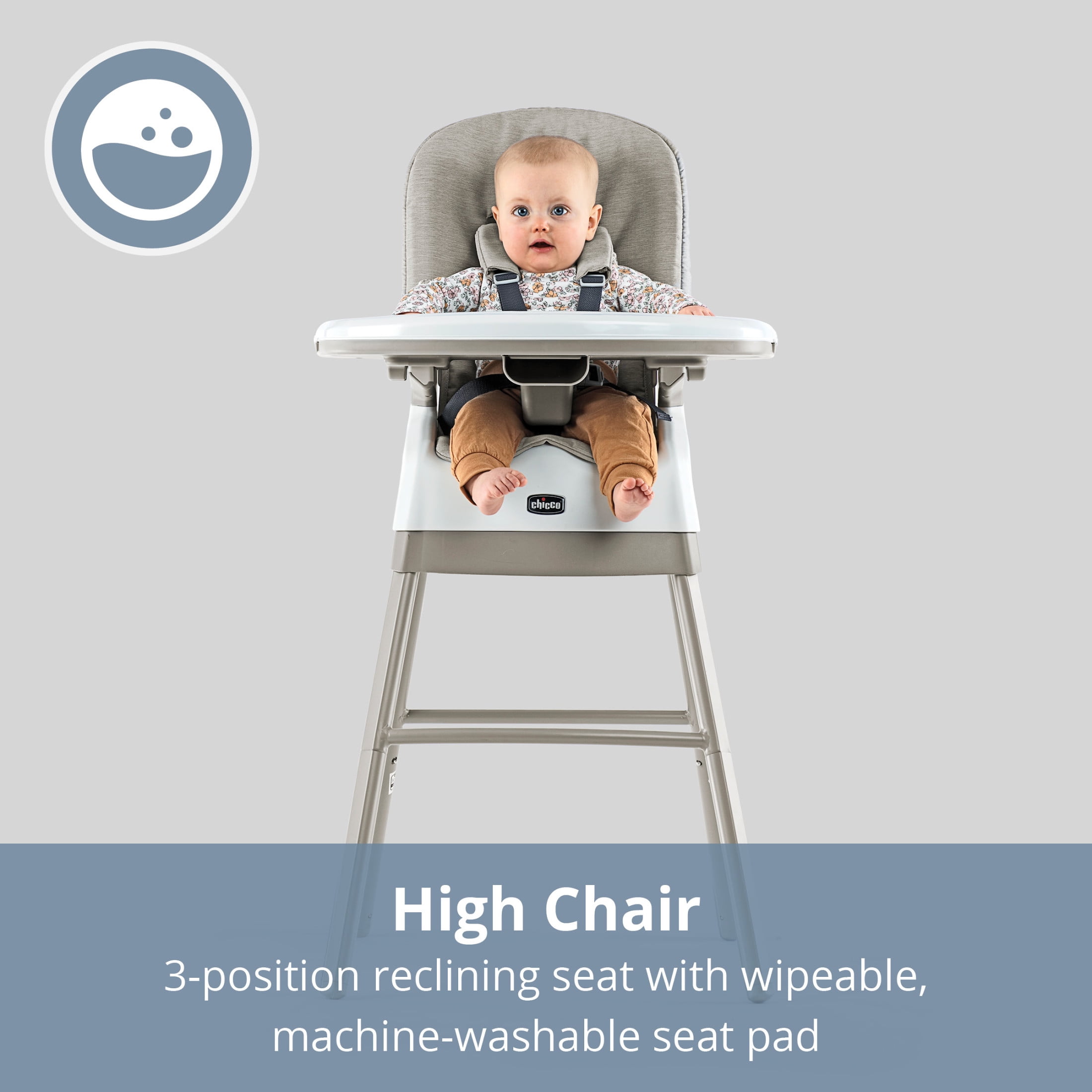 Chicco Stack Hi-Lo 6-in-1 Multi-Use High Chair, Booster and Stool with Tray - Sand (Beige), New