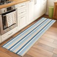 thumbnail image 2 of 2'x6' Rug Runners for Hallways Kitchen, Khaki Blue Striped Non Slip Entryway Beside Floor Carpet Runner, Farmhouse Stripes Modern Abstract Art Laundry Room Bedroom Throw Rugs Mat for Family Pet, 2 of 8
