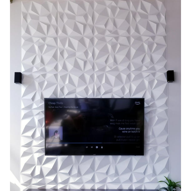Art3d White Diamond Design 19 7 In X Pvc 3d Wall Panel 12 Pack Com - Art3d Decorative 3d Wall Panels Diamond Design