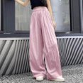 thumbnail image 4 of Lenpel Girls' Wide Leg Pants Lightweight Elastic Waist Textured Casual Loose Summer Trousers Flowy Palazzo Pants 6-17 Y, 4 of 6