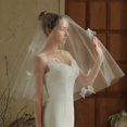 thumbnail image 4 of White Tulle Bridal Veil with Bowknot Designs Single Layer Bride Veil for Wedding Ceremony and Engagement Parties, 4 of 4
