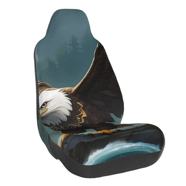Balery Forest River Bald Eagle Funda de Asiento para Auto con Diseño - Cubierta Frontal Suave y Transpirable con Protector Antideslizante- 1 Unidad