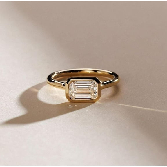 Baguette Ring, Rectangle Ring, Bezel Set Ring, Bezel Set Engagement Ring, Emerald Cut RIng, Gift for Her, Dainty Ring, Minimalist Ring