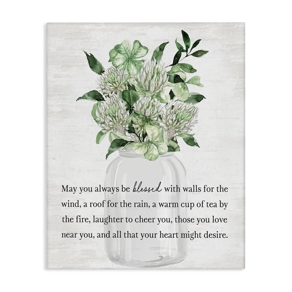 Stupell Industries Blessed Spring Florals & Clovers Canvas Wall Art, design by Lettered and Lined, 48 x 36