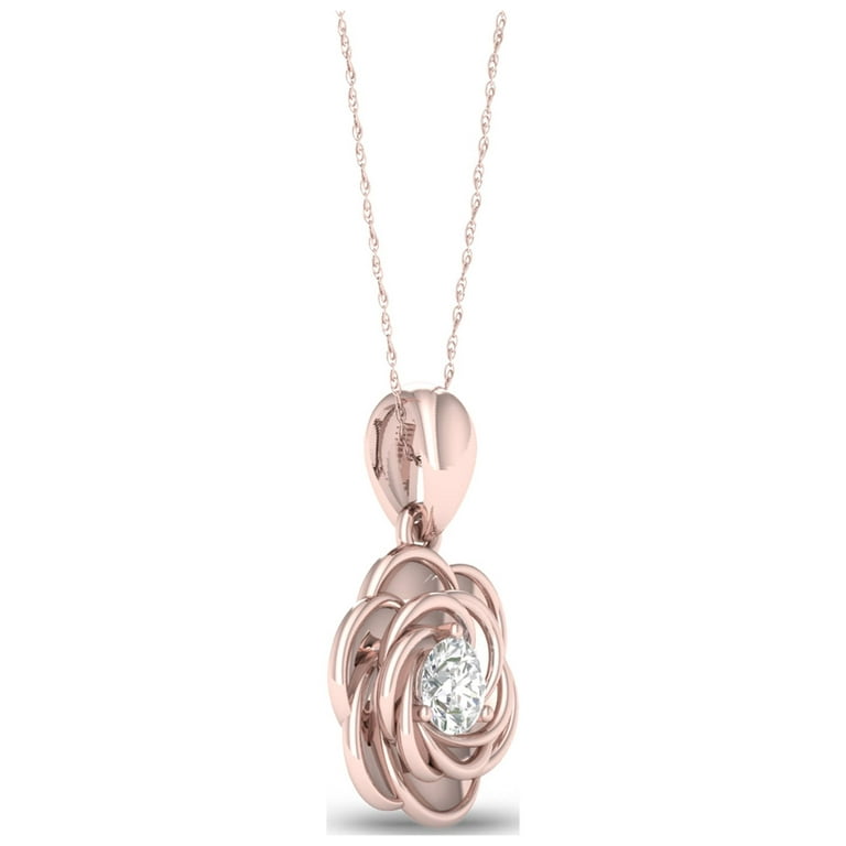 18K Rose Gold Polish Diamond Pendant for Women - 235-DP493 in 1.450 Grams
