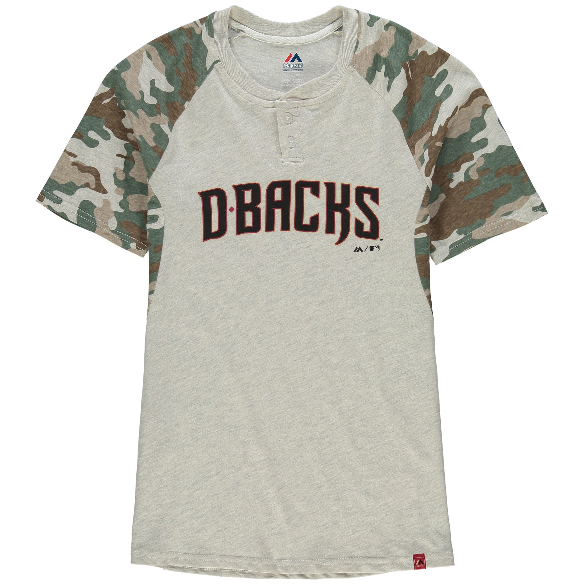 Youth Majestic Cream Camo Arizona Diamondbacks Base Stealer Henley T-Shirt by Outerstuff