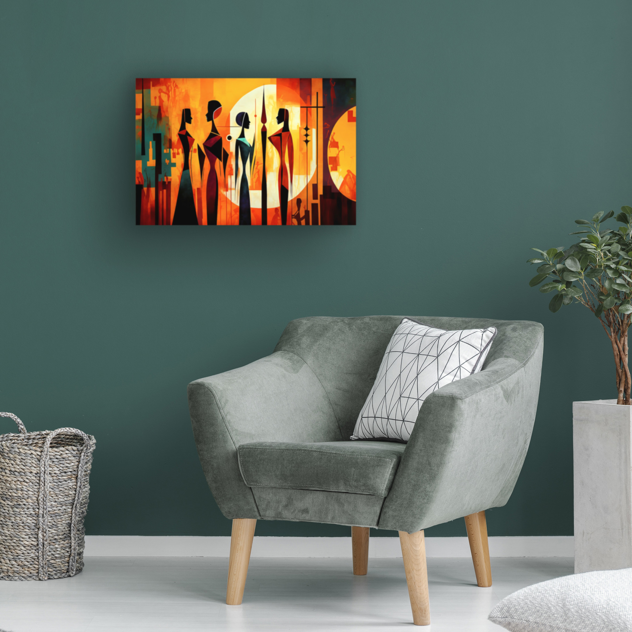 Canvas Wall Art - Ray Heere 'Mid Century Celebration Of All Cultures 9' Wall Art for Living Room, Bedroom, or Office Décor by Trademark Fine Art - 32 x 22 Inches