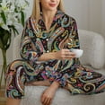 thumbnail image 6 of Lsque Watercolor Romantic Paisley Pattern Long Sleeve Pajama Set for Women - Soft 2-Piece Sleepwear and Loungewear Set with Pockets, Comfy Nightwear-XX-Large, 6 of 7