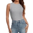 thumbnail image 3 of Tiqkatyck Tank Tops for Women Trendy Womens Turtleneck Sleeveless Shirt Solid Women's Blouse Slim Fit Short Sleeve Crew Neck Tight T Shirts Summer Tops for Women Grey M, 3 of 9