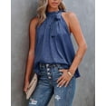 thumbnail image 5 of BTFBM Women Sleeveless Tie Mock Neck Spring Summer Tops Loose Casual Side Bow Satin Halter Tank Top Blouses Shirts Clothes, 5 of 6