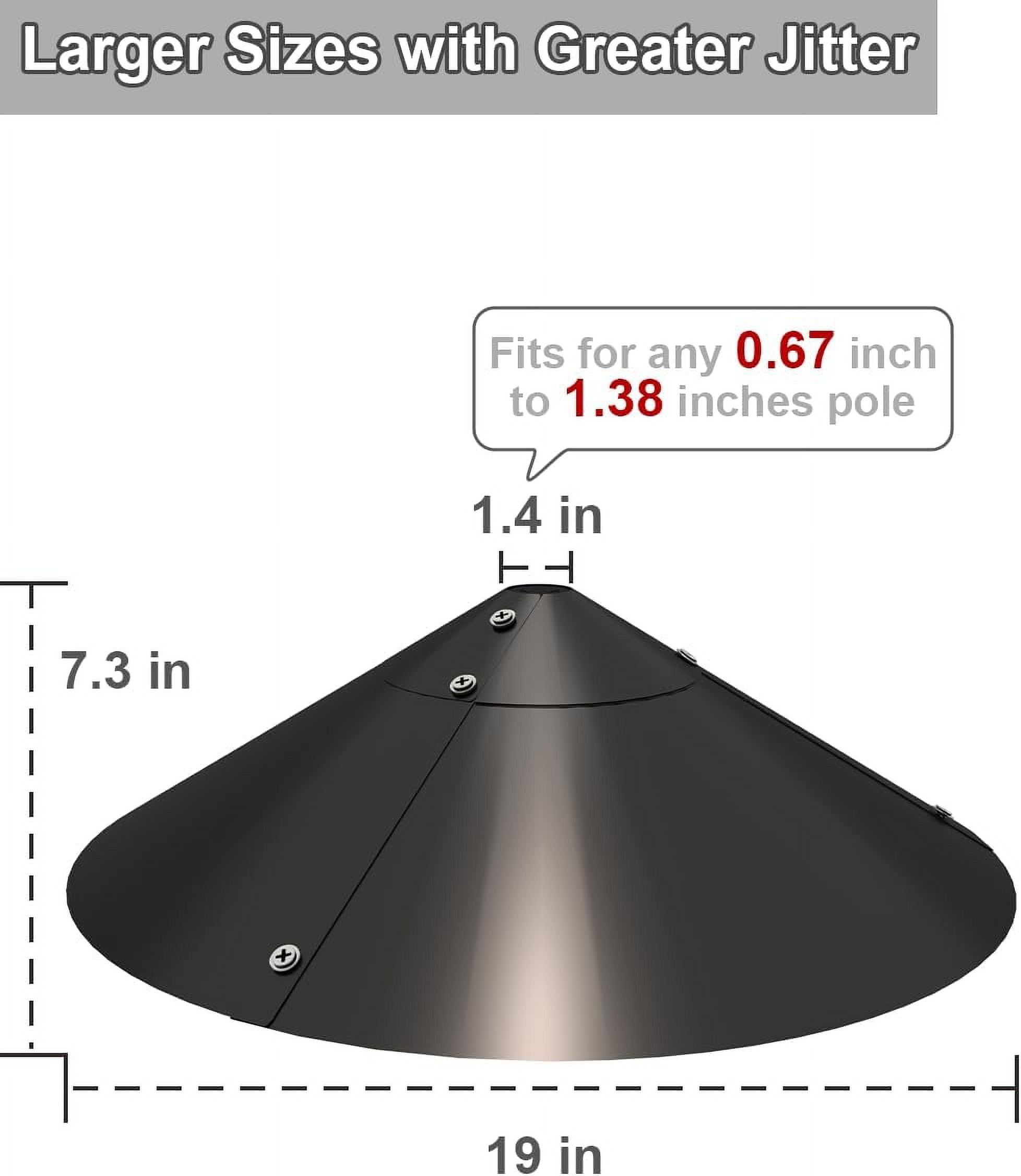 Metal Squirrel Baffle for Bird Feeder Pole, Outside Pole Mount Bird House Guard for Outdoor Shepherd’s Hook, 19 Inch, 1 Pack