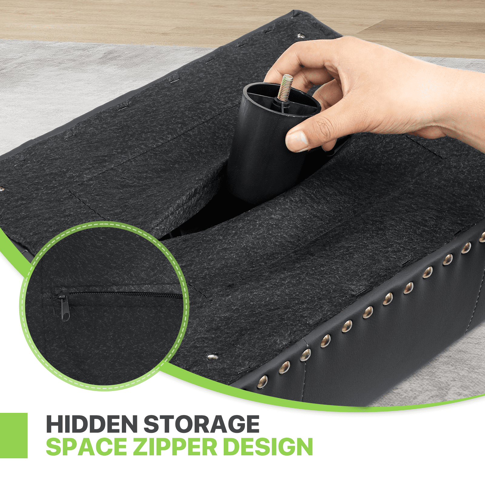 Magshion Foot Stool Ottoman with Padded Seat, Modern PU Leather Footrest, Rectangular Seat Stool, Black