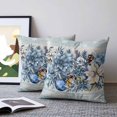 thumbnail image 2 of Pillow Covers 16x16 Set of 2, Blue Poinsettia Christmas Throw Pillow Covers Decorative Couch Cushion Cover, Xmas Botanical Balls Snowflake Vintage Microfiber Soft Pillowcases for Bedroom Living Room, 2 of 9