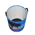 thumbnail image 3 of PHELIKA Ocean Beach Scene With Palm Trees 06 Laundry Basket 65L Large Foldable Round For Dirty Clothes Toy Storage, 3 of 6