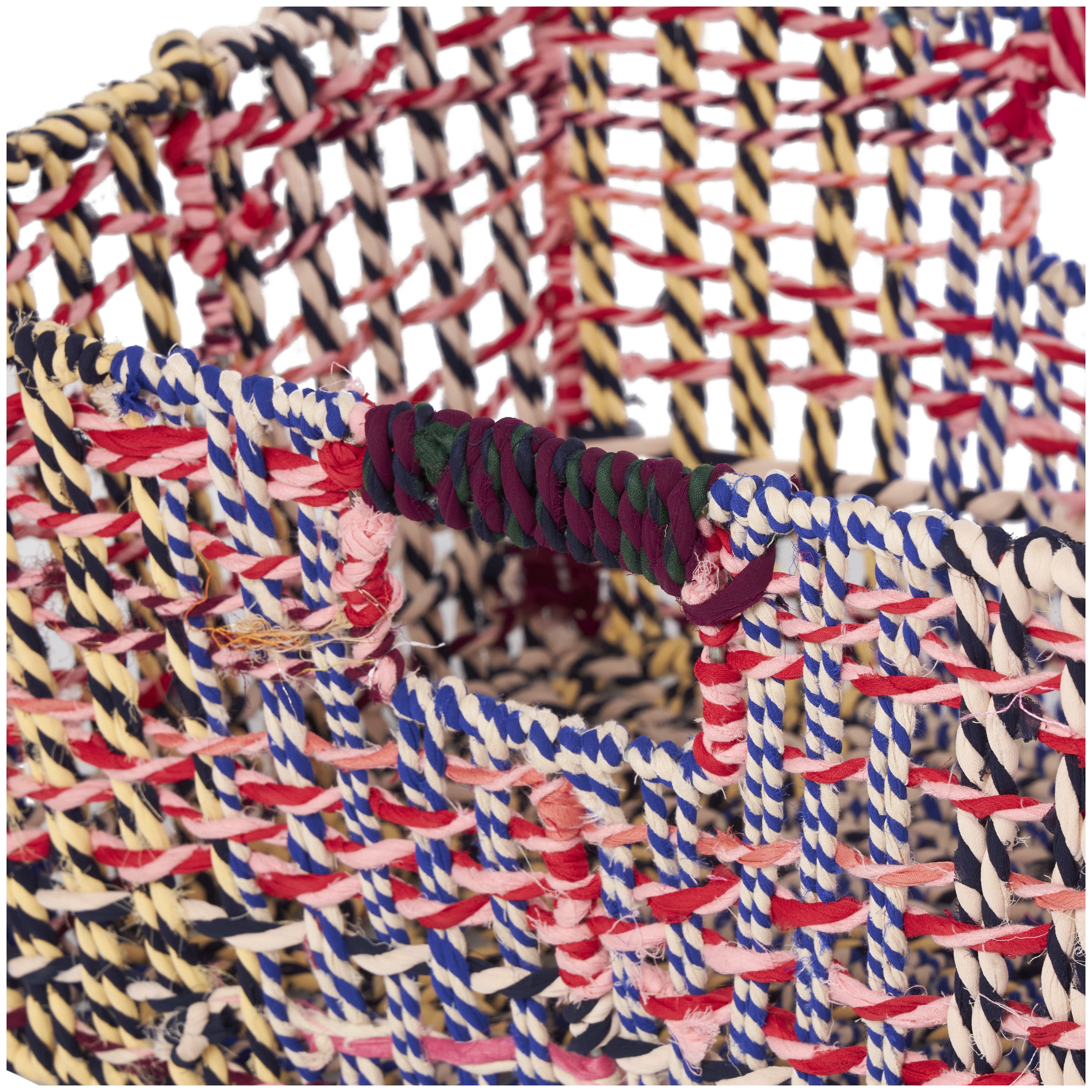 CosmoLiving by Cosmopolitan 19" x 10" Multi Colored Cotton Handmade Storage Basket with Handles, 1-Piece