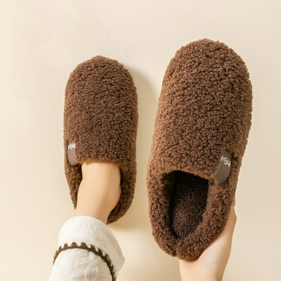 Wowcloth Couples Plush Slippers for Women & Men – Ultra-Soft Noise-Free Slip-Resistant with Thick Sole Warm Fleece-Lined Cozy Indoor/Outdoor Winter House Shoes