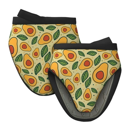 

Qekee Leaves Avocado Print Non-Slip Mini Oven Mitt Silicone Oven Mitts Heat Resistant Kitchen Mittens Pinch Mitts Cooking Mitts