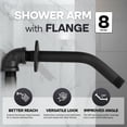 thumbnail image 2 of Shower Arm with Flange 6 Inch Stainless Steel Wall Mounted Shower Head Arm, Matte Black Plated Finish, 2 of 4
