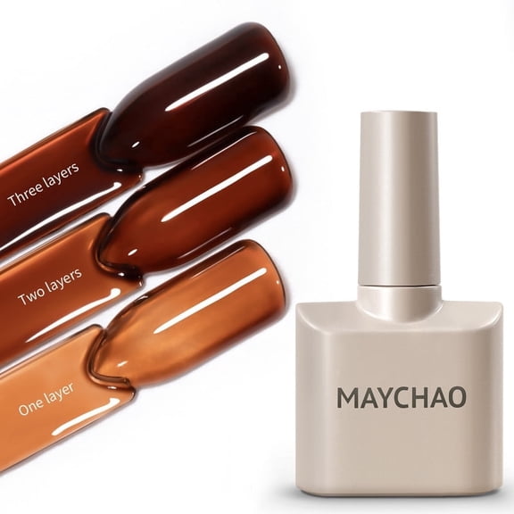 MAYCHAO 15ML Jelly Transparent Brown Gel Nail Polish, Sheer Clear Tint Soak Off UV LED Gel Polish, Long Lasting Semi Permanent Nail Varnish, Professional Manicure Supplies for Nail Salon & Home DIY