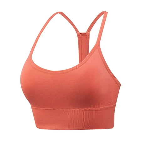 

Aayomet Women s Sports Bra Women s Solid Color Seamless Thin Belt Thin Elastic Casual Bottom Bra Yoga Underwear Red M