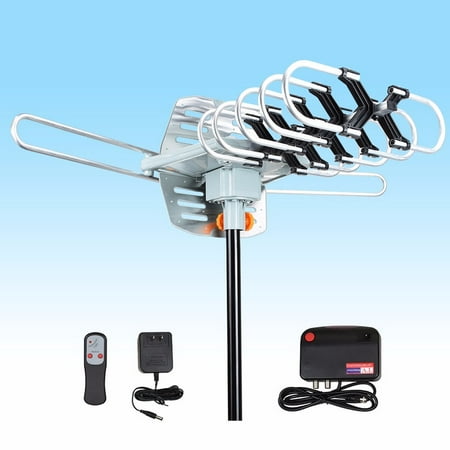 TV Antenna - Outdoor Digital HDTV Antenna 150 Mile Motorized 360 Degree Rotation, OTA Amplified HD TV Antenna for 2 TVs Support - UHF/VHF/1080P Channels Wireless Remote Control - 33ft Coax