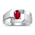 thumbnail image 1 of RYLOS Men's Rings Sterling Silver Ring Classic Solitaire 7X5MM Oval Shape Gemstone Designer Band Ruby July Birthstone Rings For Men Size 9, 1 of 5