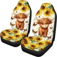 thumbnail image 6 of Pzuqiu Cute Highland Cow Car Seat Covers, 4 Pcs Car Front Seats and Rear Bench Cove, Universal Elastic Vehicle Seats Cushion Automotive Interior Protection Accessories, 6 of 7