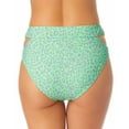 thumbnail image 2 of California Waves Women's Juniors' Printed Cutout High-Waist Bikini Bottoms  Swimsuit Green Size XS, 2 of 3